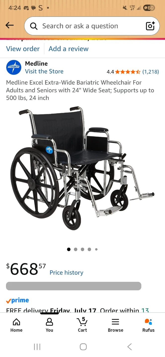 Medline Excel Extra-Wide Bariatric Wheelchair
