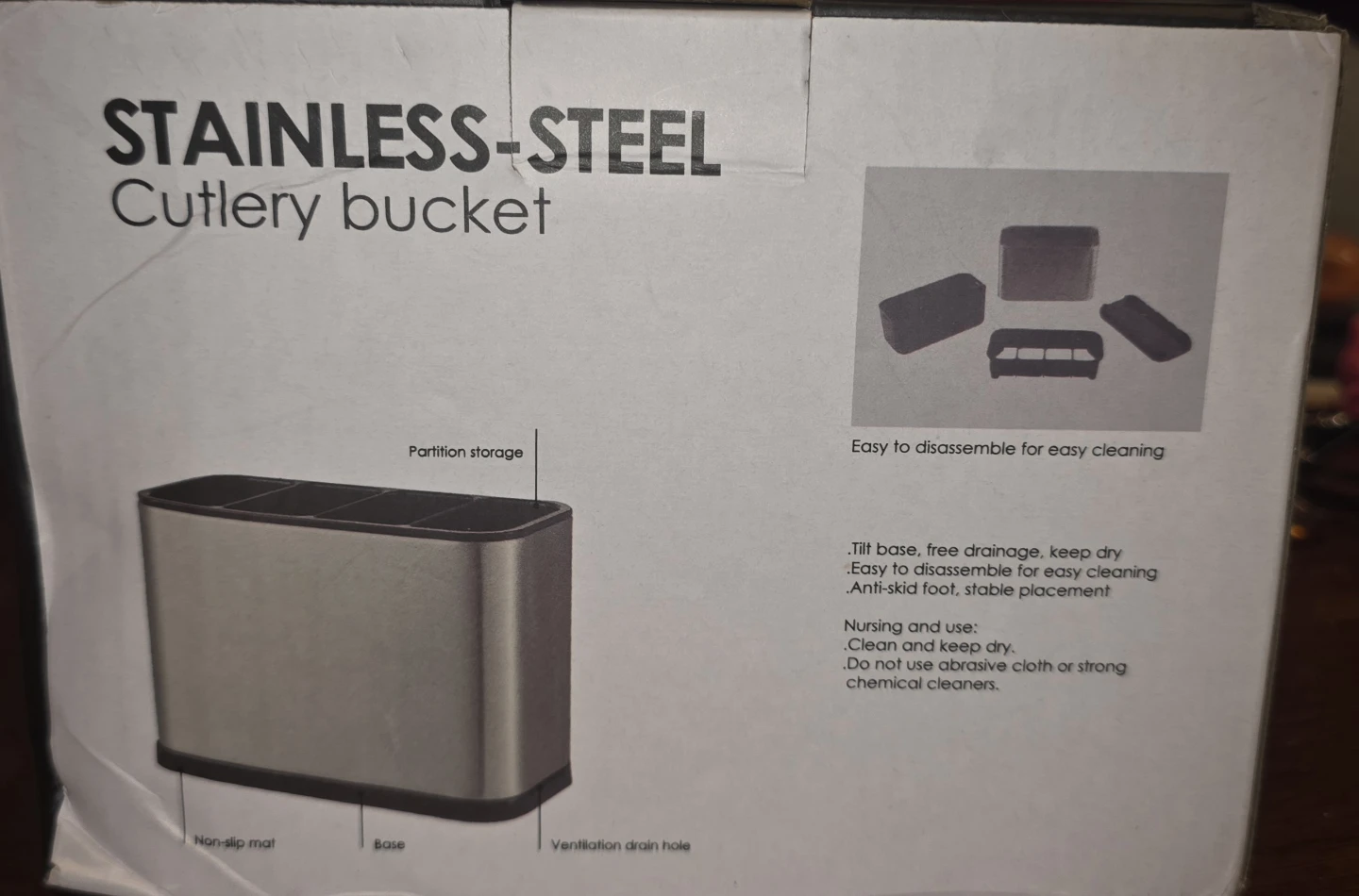 Stainless-Steel Cutlery Bucket