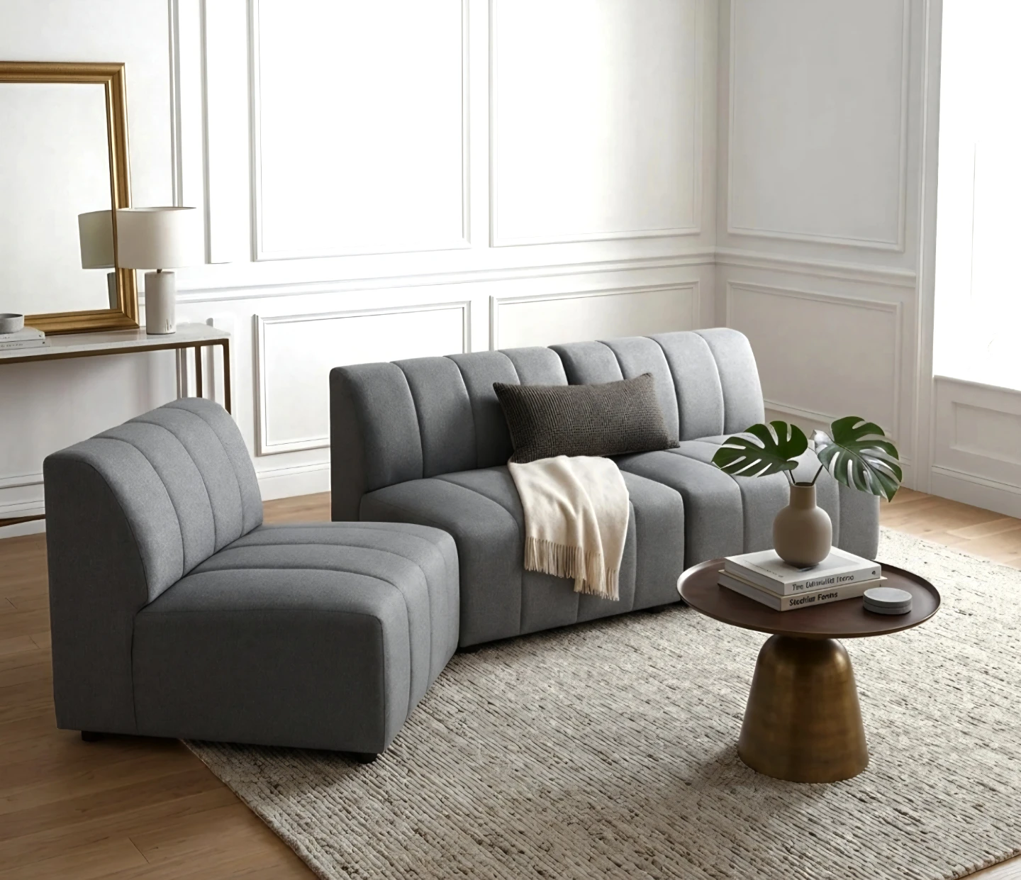 Brand New in Box Moes "Lyric" Modular Grey Slipper Chair(s)