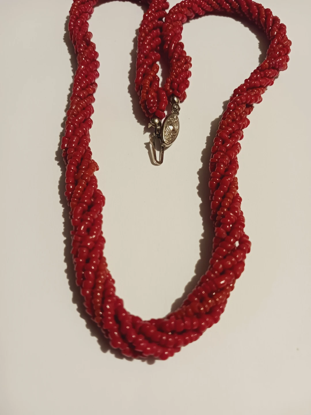 Coral  Beaded Twisted Torsade Necklace