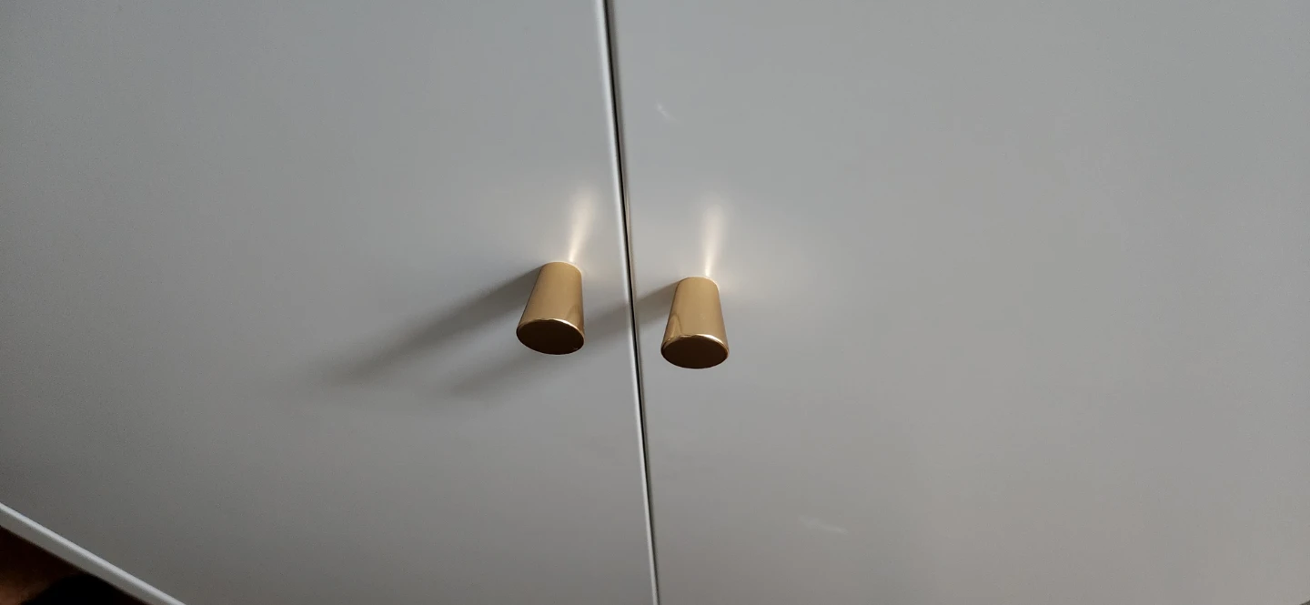 White Metal Locker Cabinet with Gold Handles - photo 2