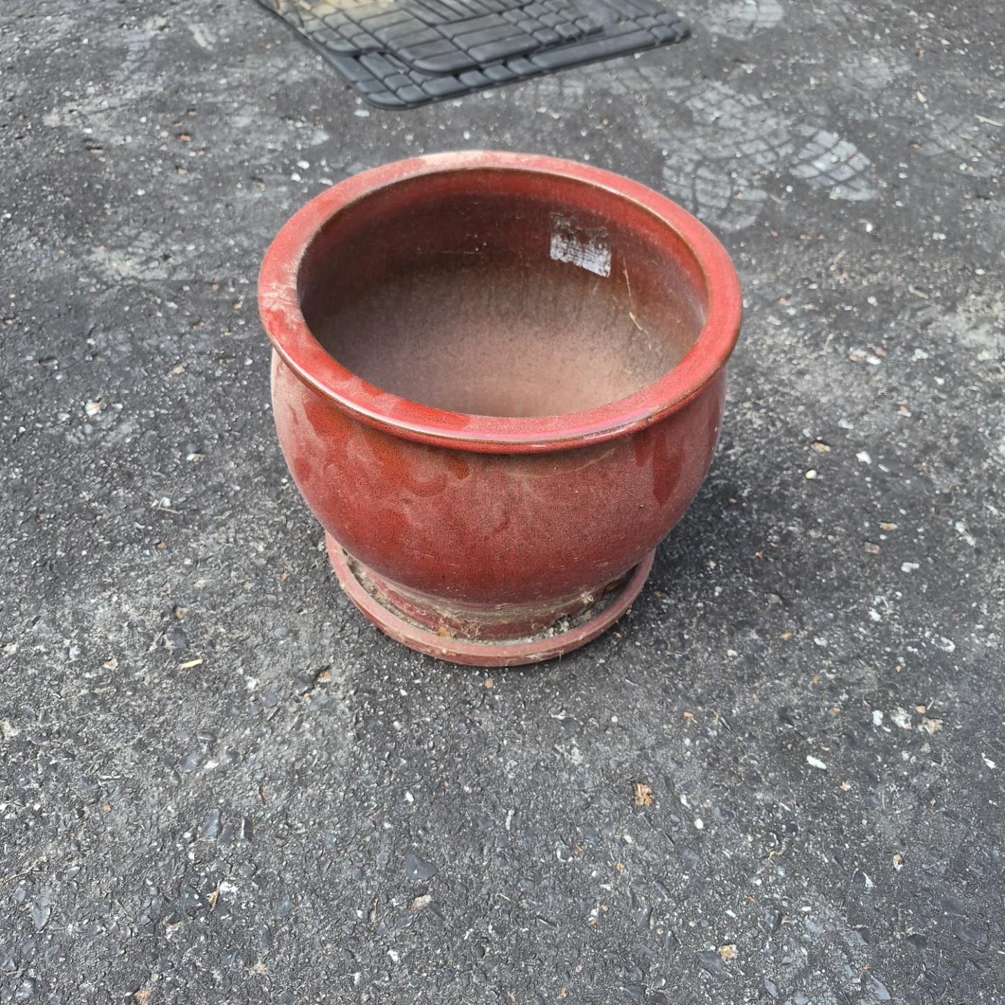 Red Ceramic Planter Pot with Saucer
