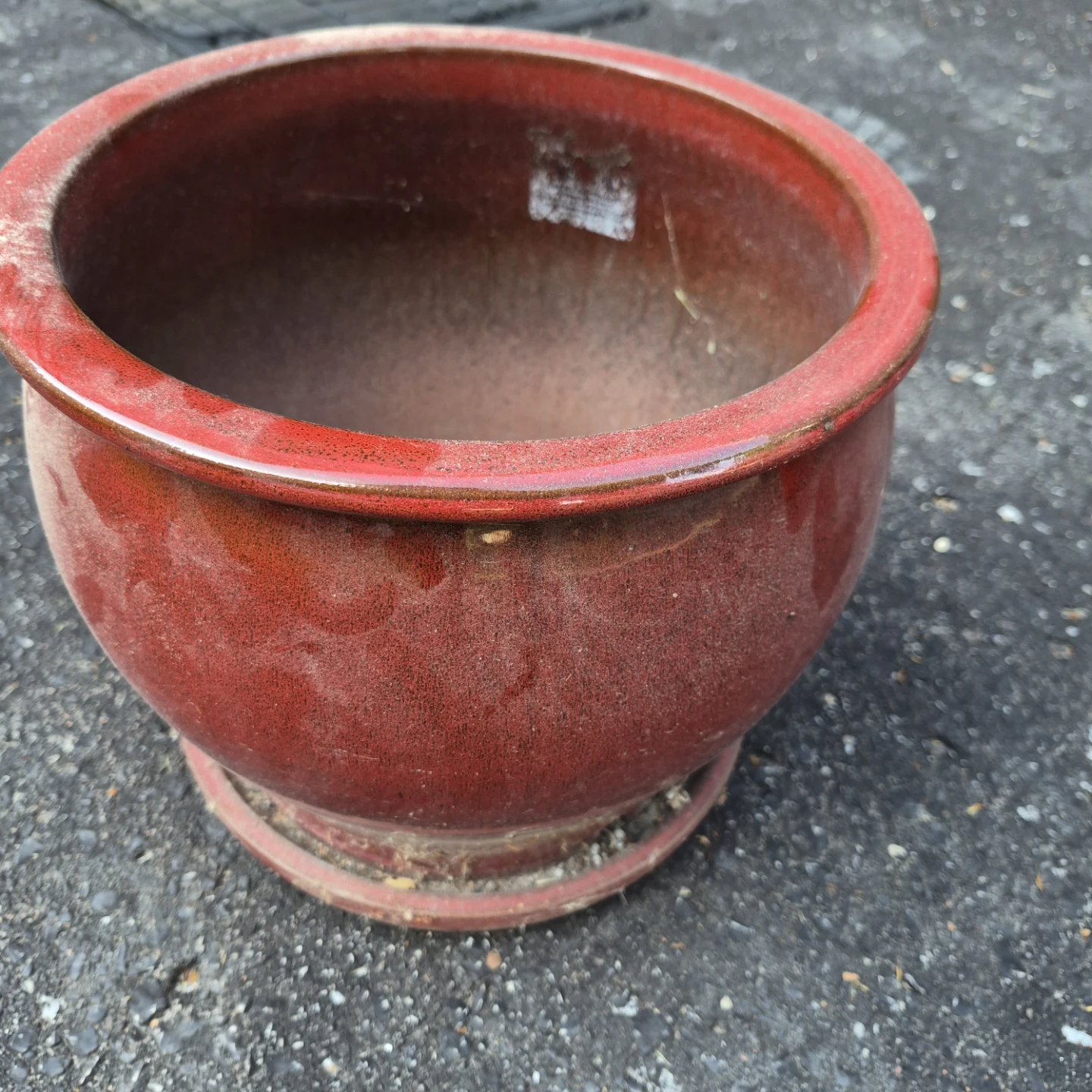 Red Ceramic Planter Pot with Saucer - photo 3
