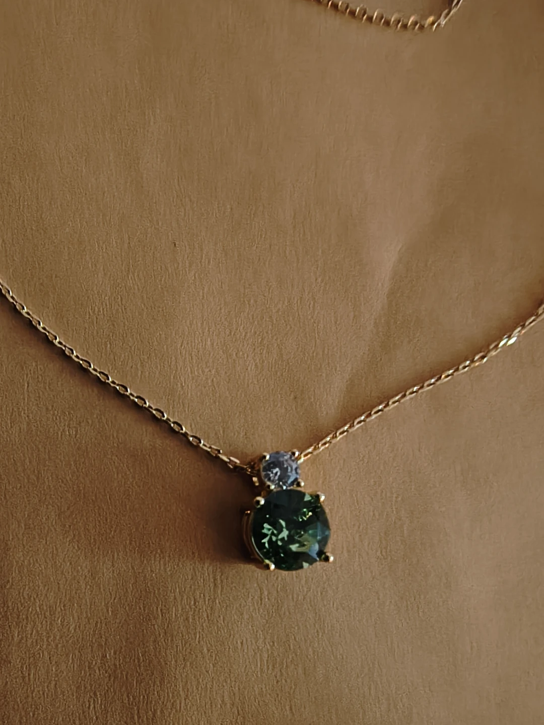 August Peridot Birthstone gold necklace