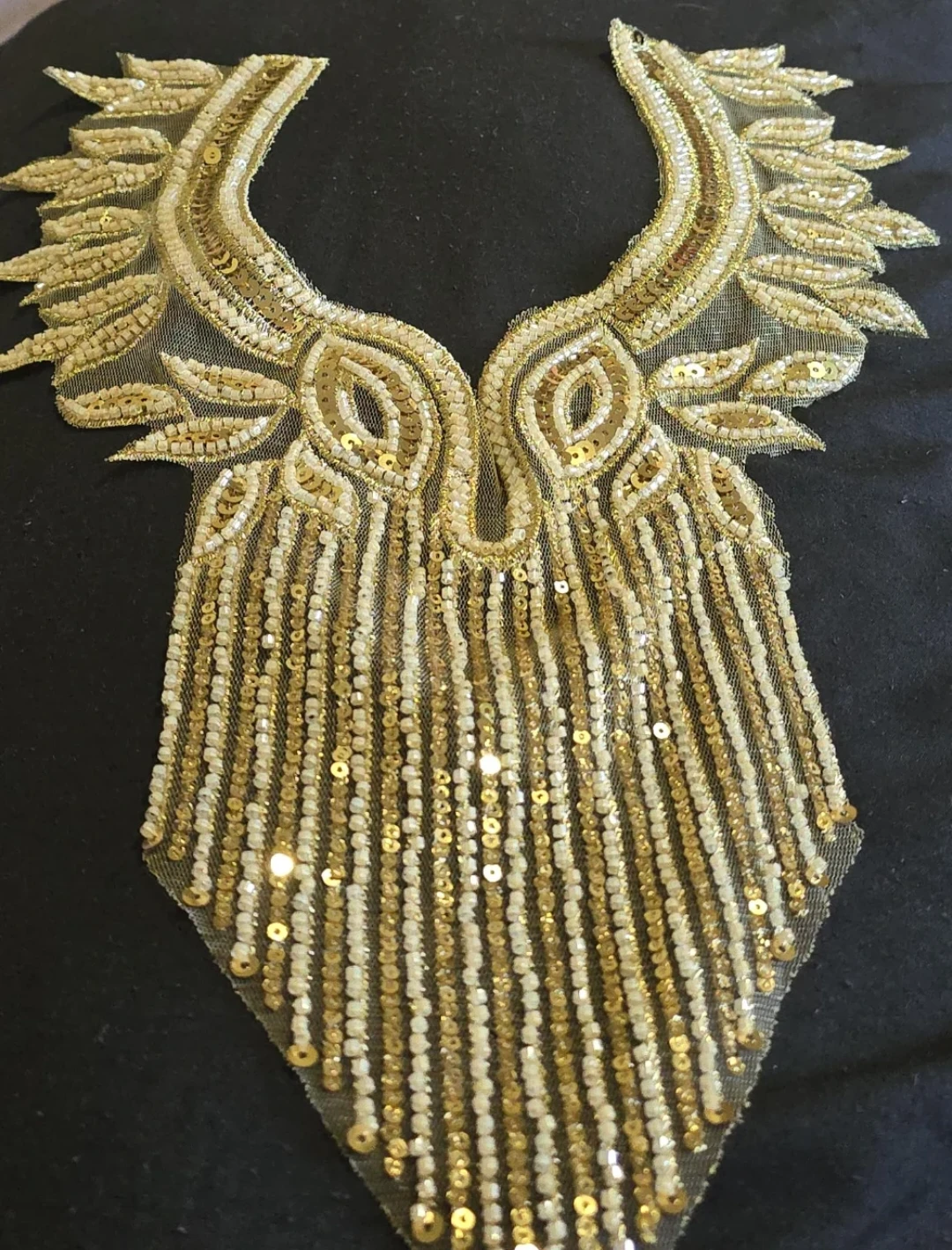 New Embellished Neckline Appliqué with Beads and Sequins