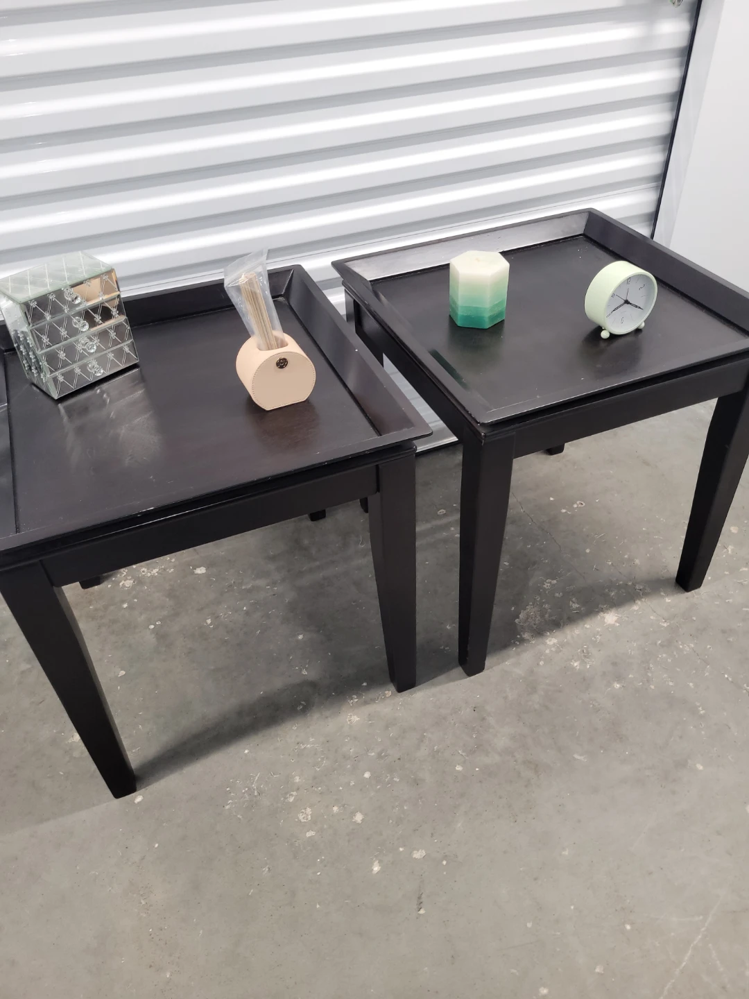 Pair of Dark Brown Tray Top End Tables