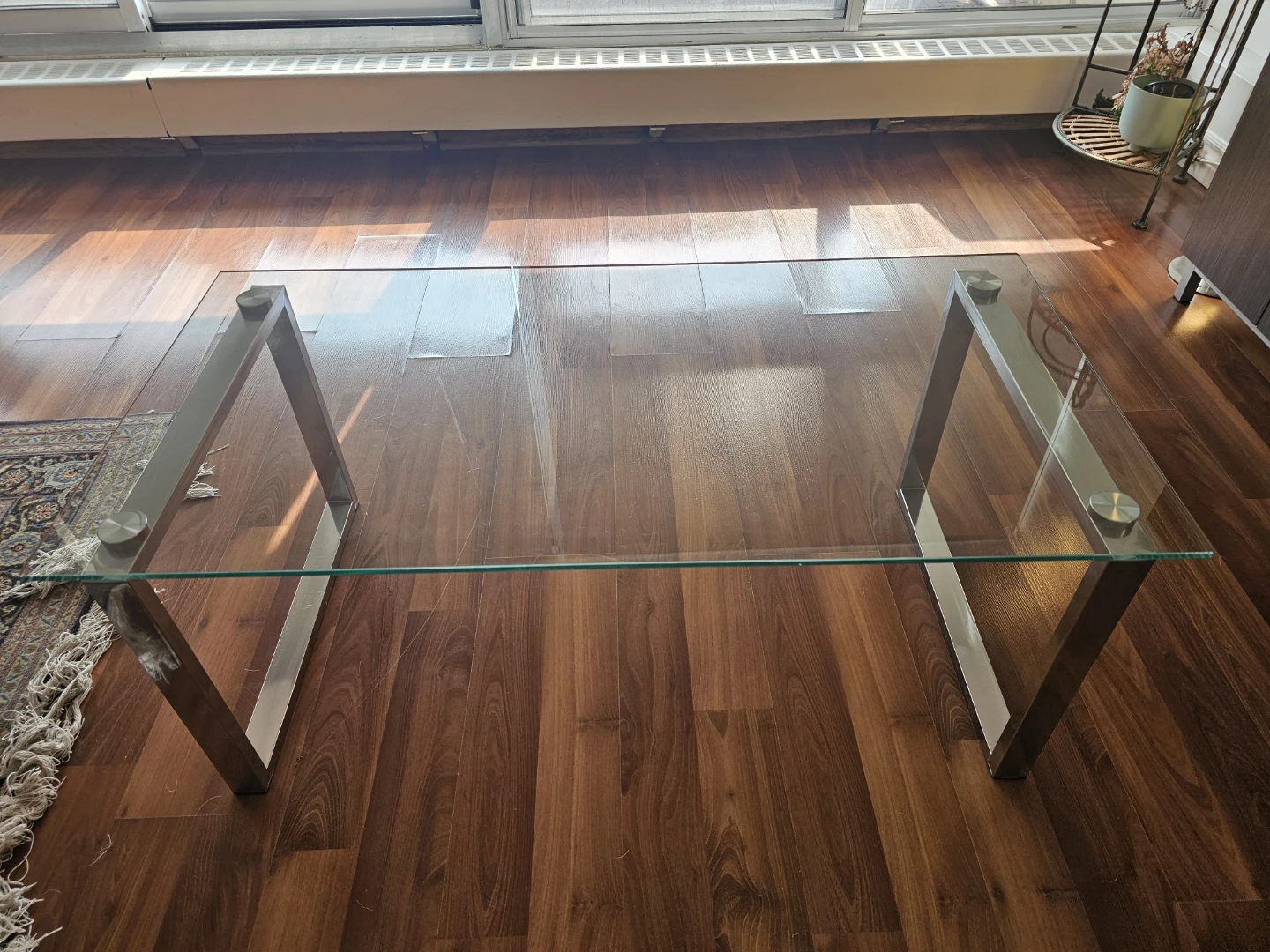 Glass and Metal Coffee Table