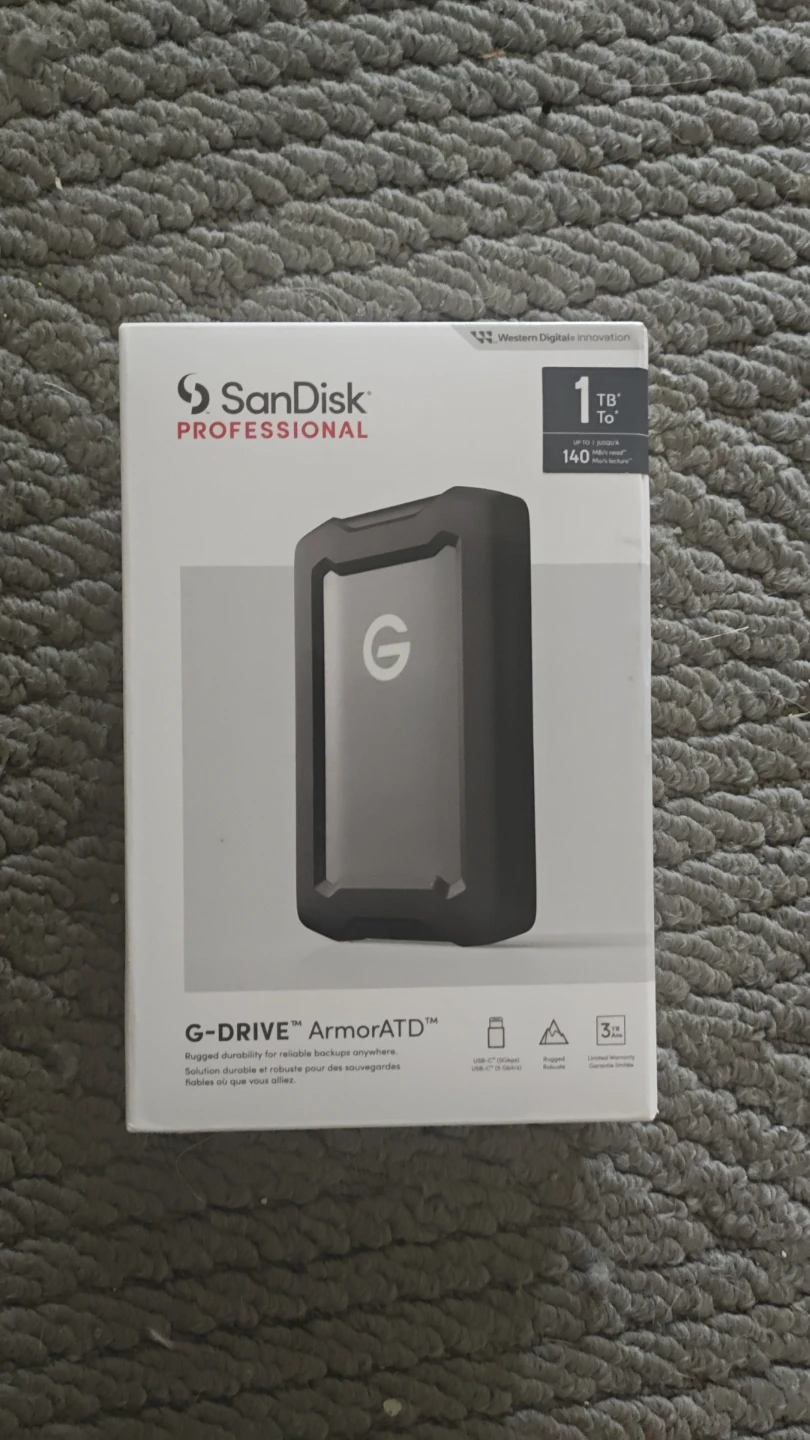 New SanDisk G-DRIVE ArmorATD 1TB External Hard Drive