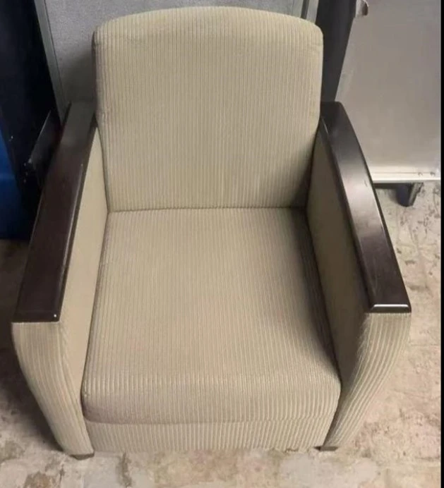 2 Cream Armchairs with Dark Wood Accents - photo 3