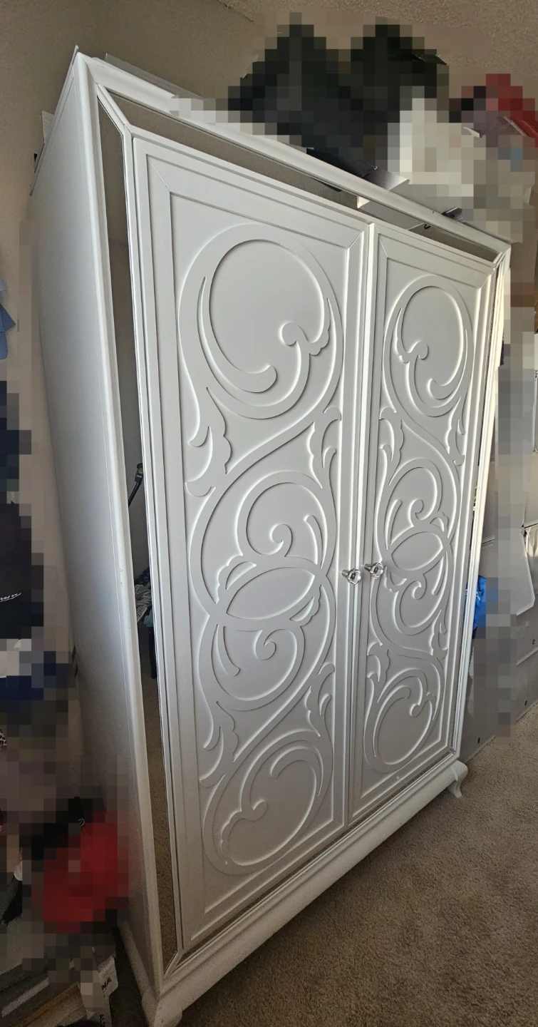 White Armoire with Mirrored Accents - photo 2