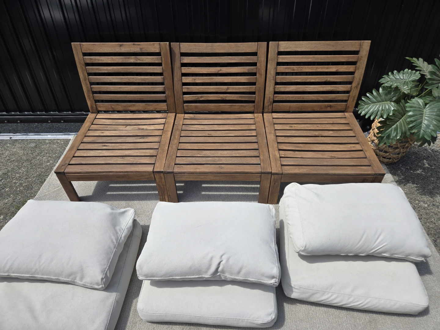 Newly sanded stained ikea applaro lounge chairs w cushions - photo 5