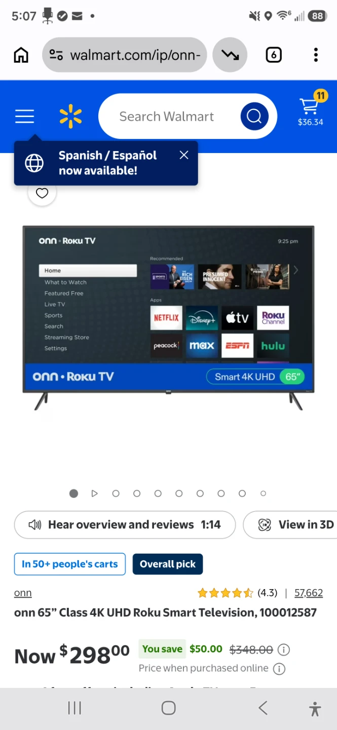 onn. 65" Class  UHD Roku Smart TV - photo 2