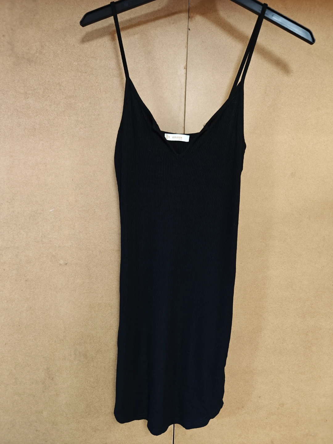 TNA Golden Black Ribbed Short Dress - Size Medium