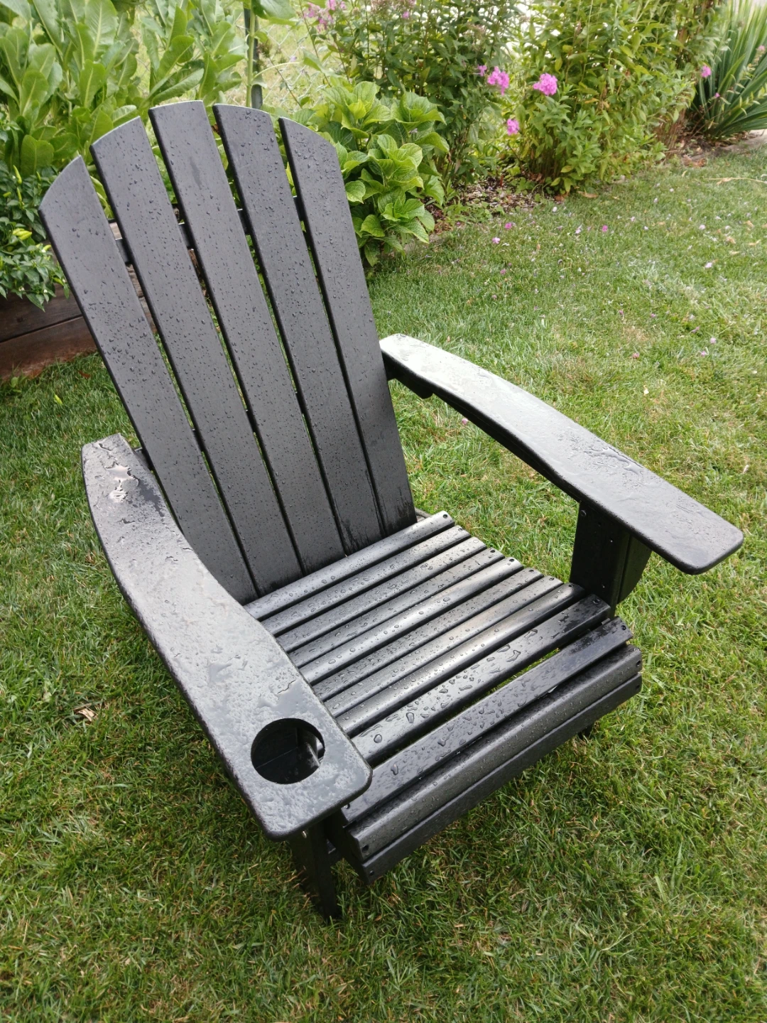 Black Adirondack Chair with Cup Holder