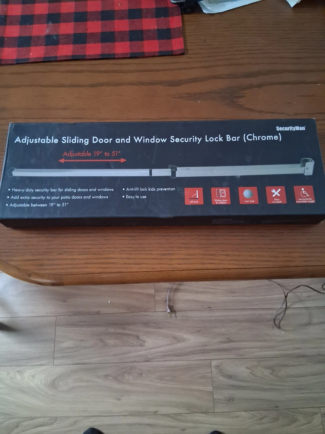 Securityman Adjustable Sliding Door and Window Lock Bar