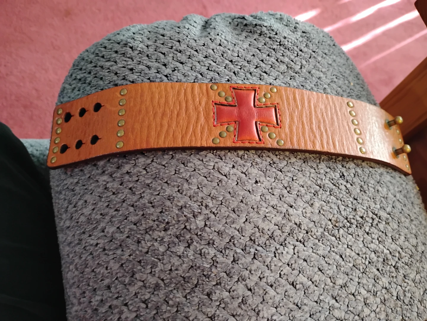 Leather Cuff Bracelet with Red Cross - photo 3