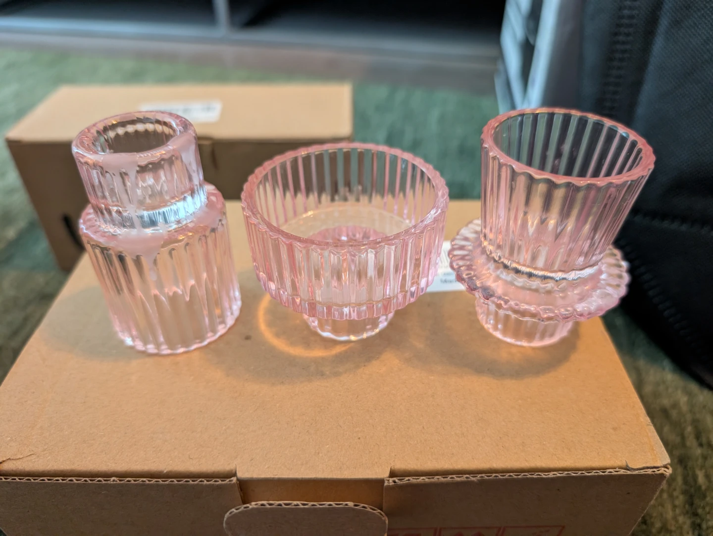 51 pink and purple glass candlestick holders - photo 2