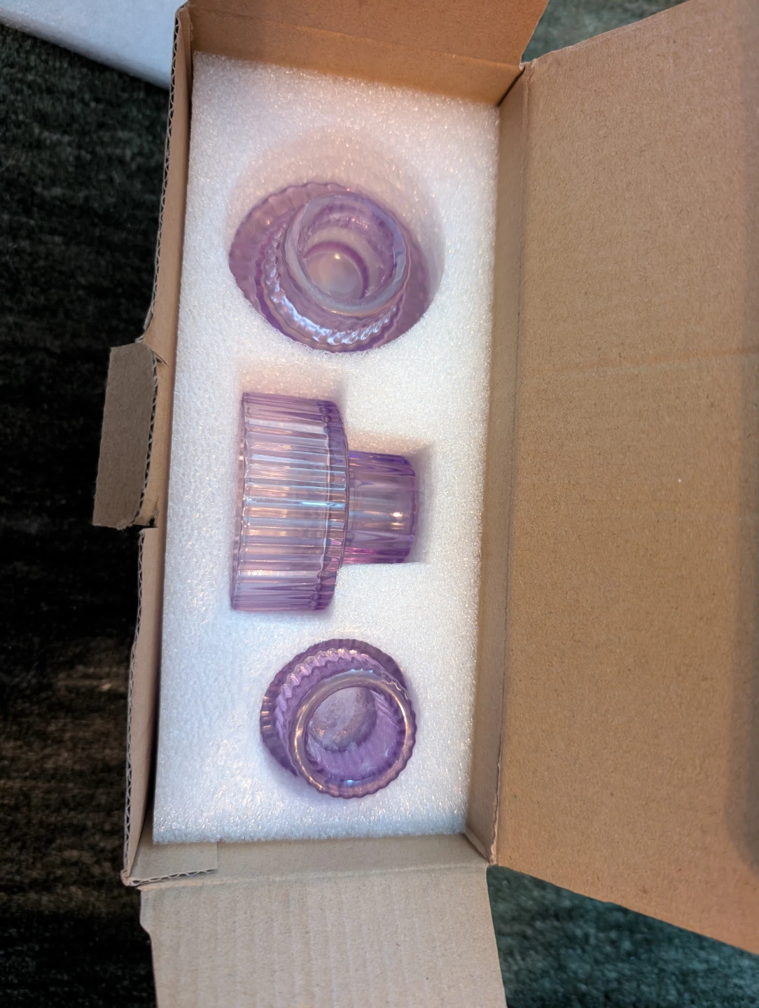 51 pink and purple glass candlestick holders - photo 3