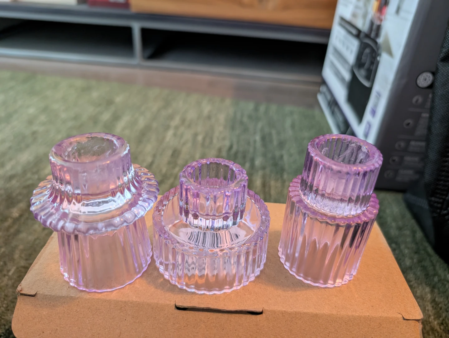 51 pink and purple glass candlestick holders - photo 4