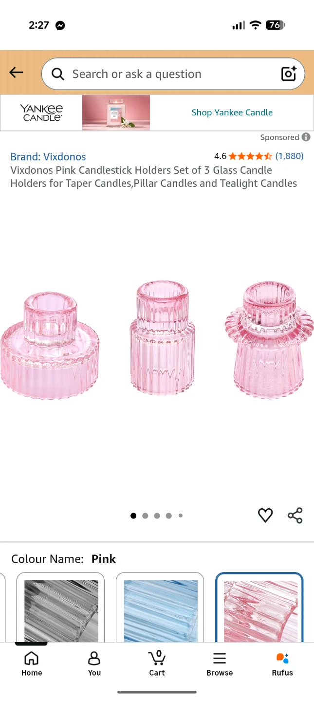 51 pink and purple glass candlestick holders - photo 5