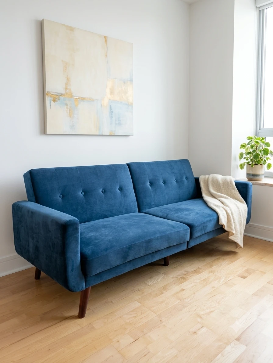 Mid-Century Modern Sofa/ Futon - Velvet