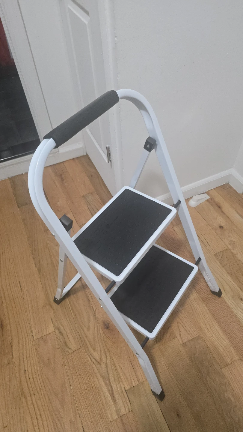 White 2-Step Folding Step Stool Ladder