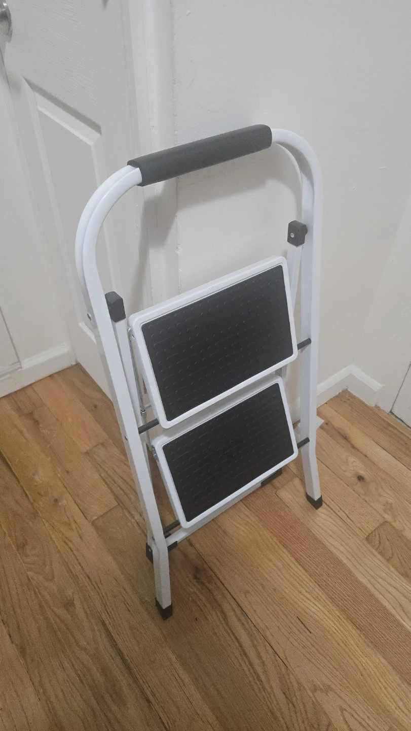 White 2-Step Folding Step Stool Ladder - photo 2