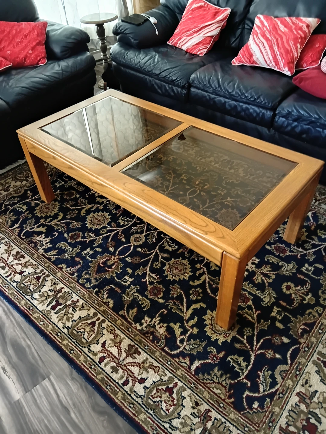 Oak Coffee Table with Glass Top - photo 2