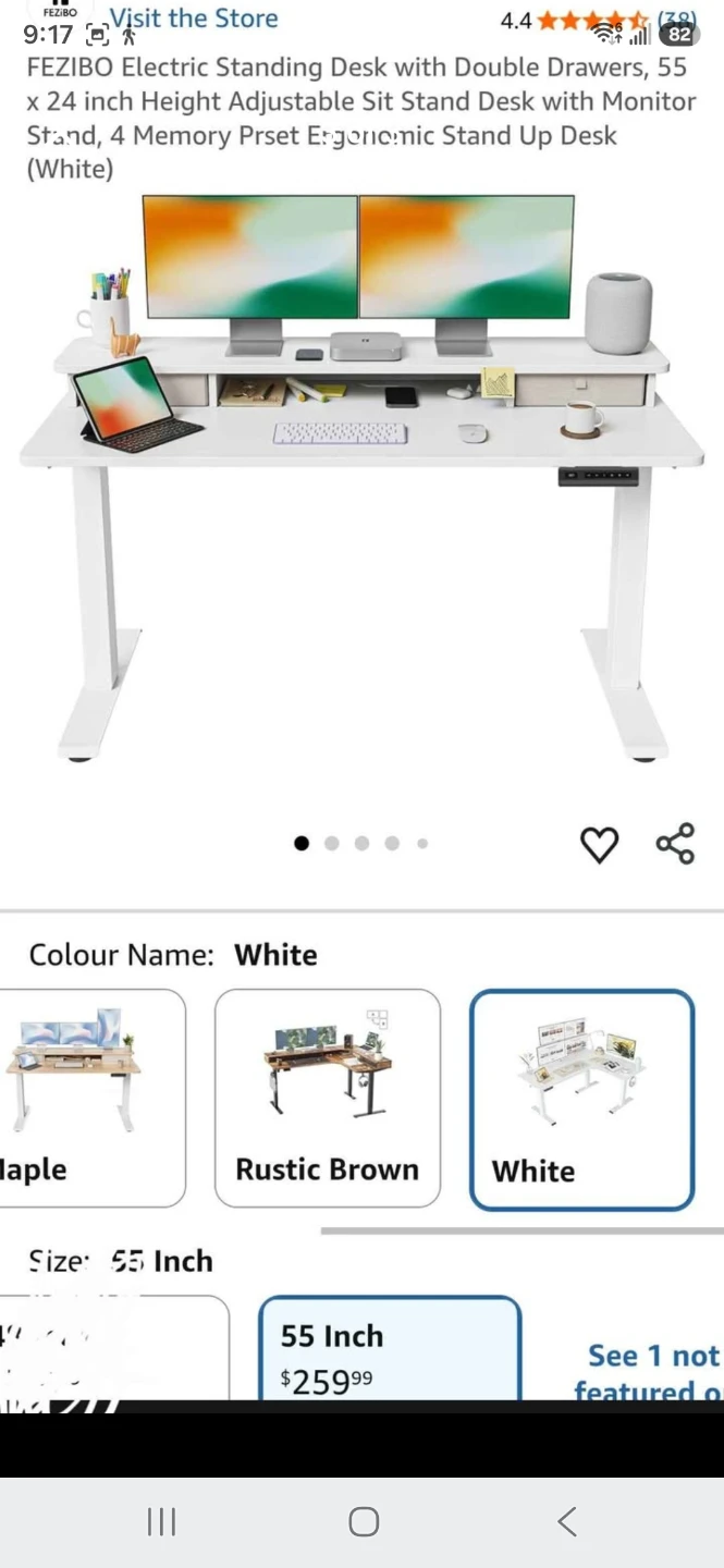 FEZIBO Electric Standing Desk with Drawers - White