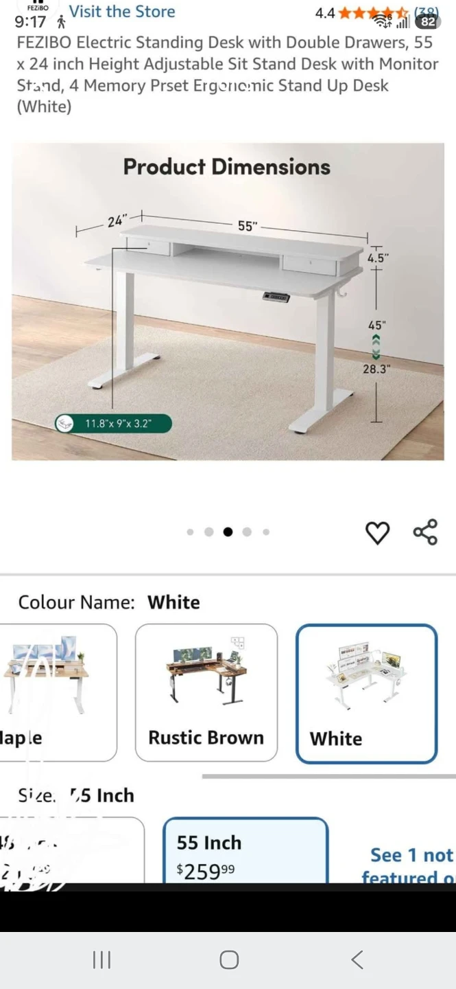 FEZIBO Electric Standing Desk with Drawers - White - photo 2