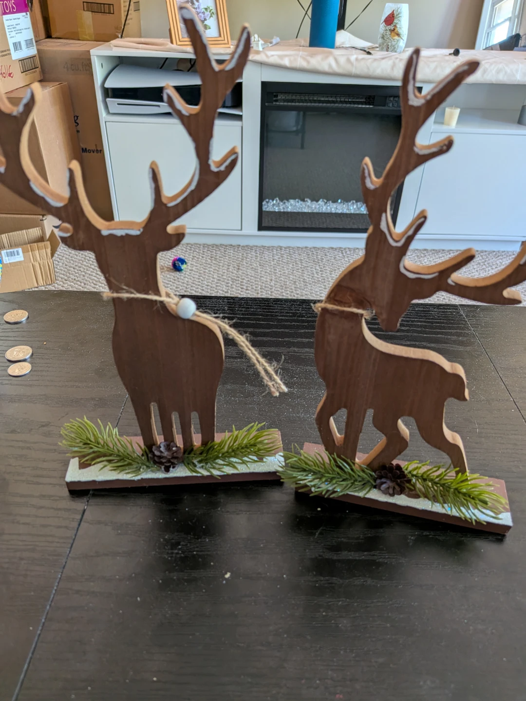 Wooden Christmas Reindeer Decorations CASH ONLY AS IS
