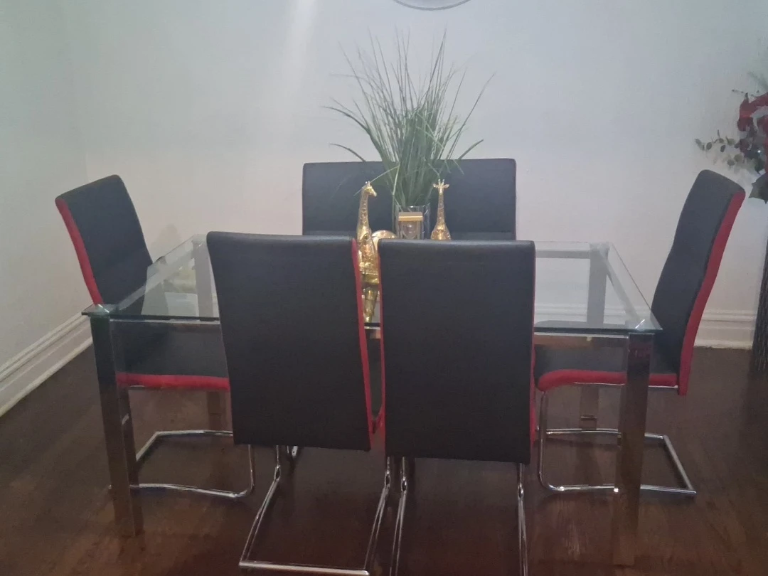 Glass Top Dining Table with 6 chairs