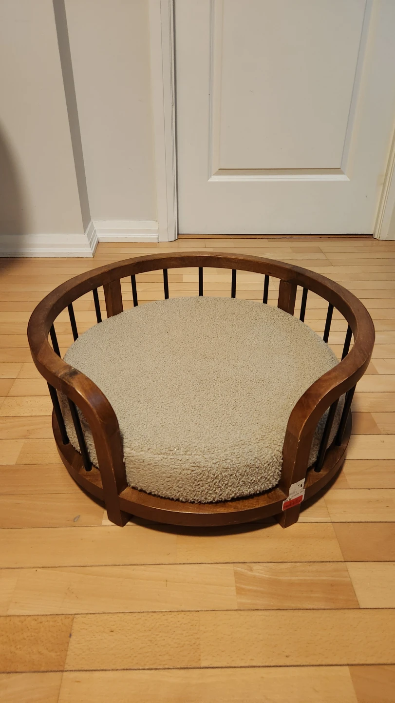 Wooden Pet Bed with Plush Cushion - photo 2