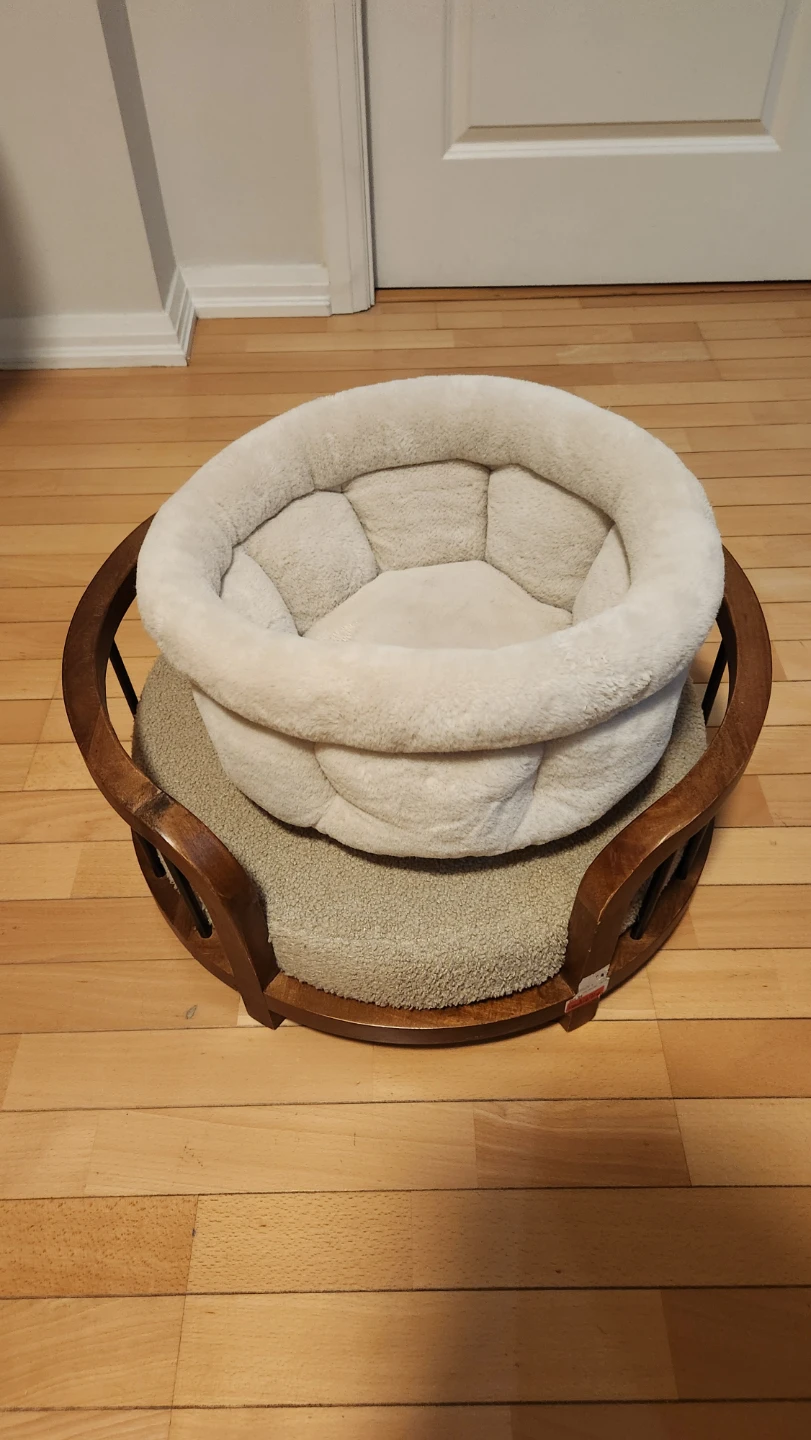 Wooden Pet Bed with Plush Cushion - photo 3