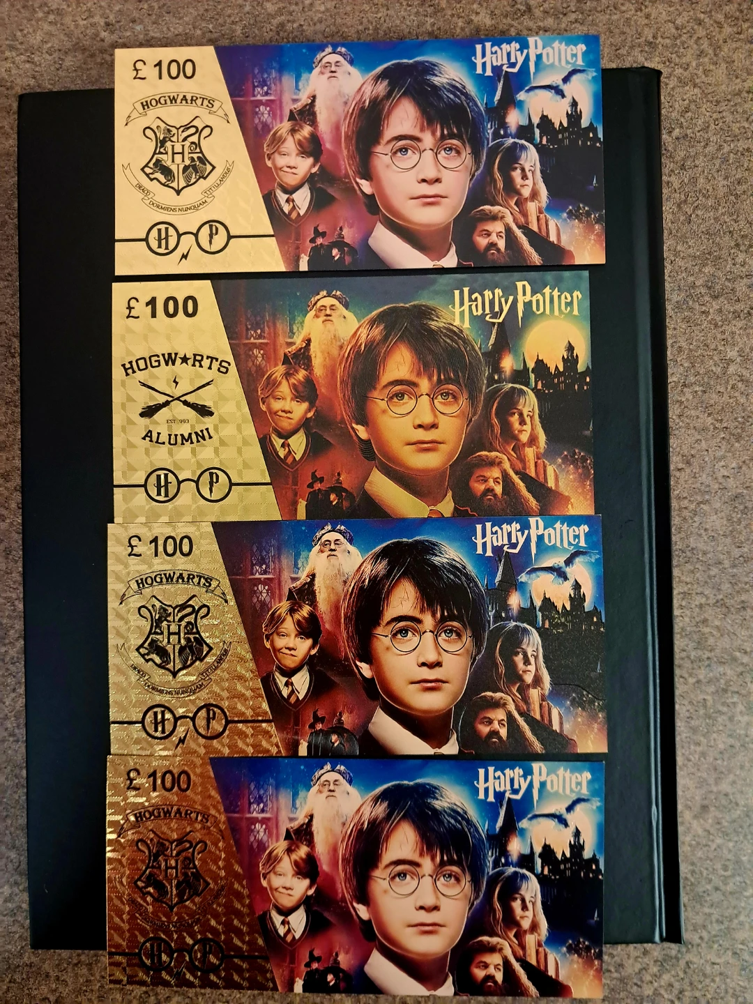 24K Gold Foil Harry Potter Banknotes Collection