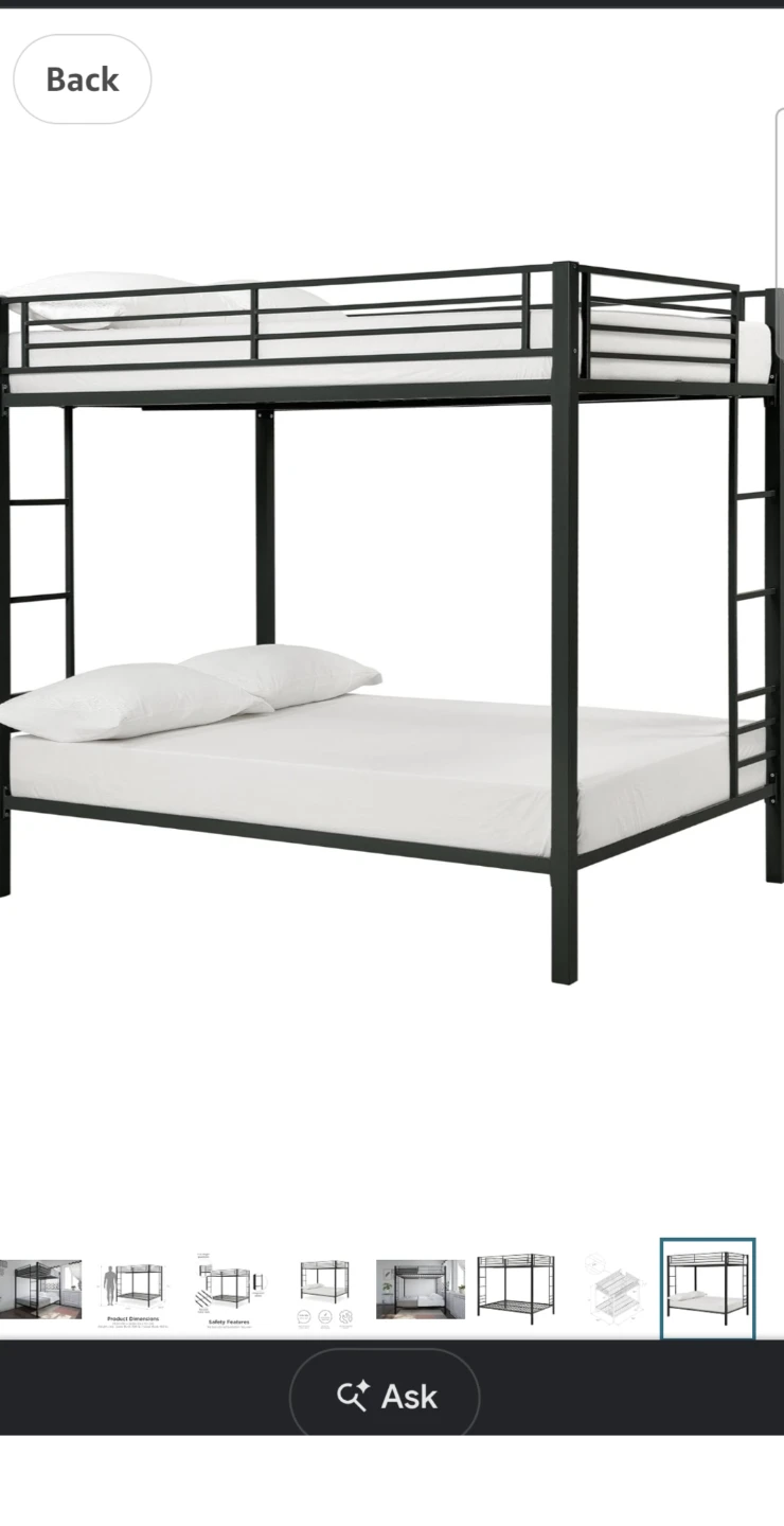 Black Metal Double-Over-double Bunk Bed