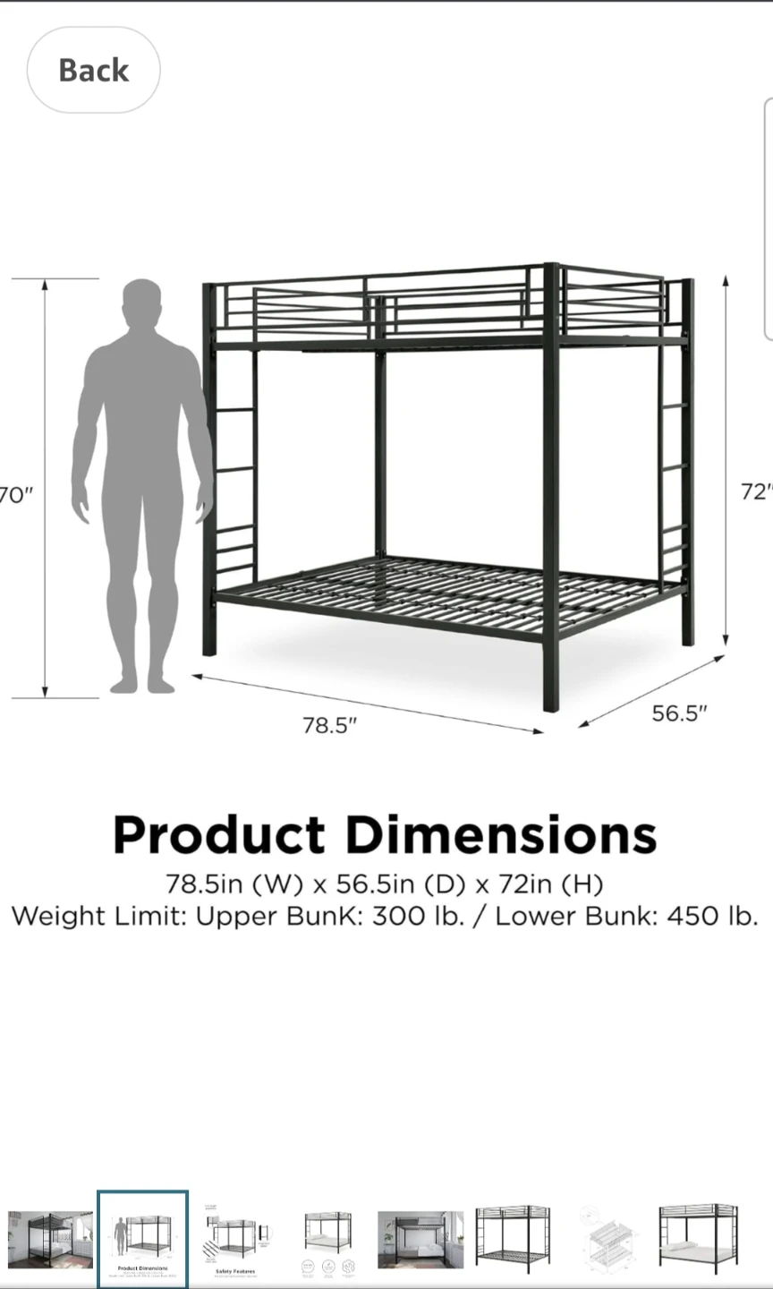 Black Metal Double-Over-double Bunk Bed - photo 2
