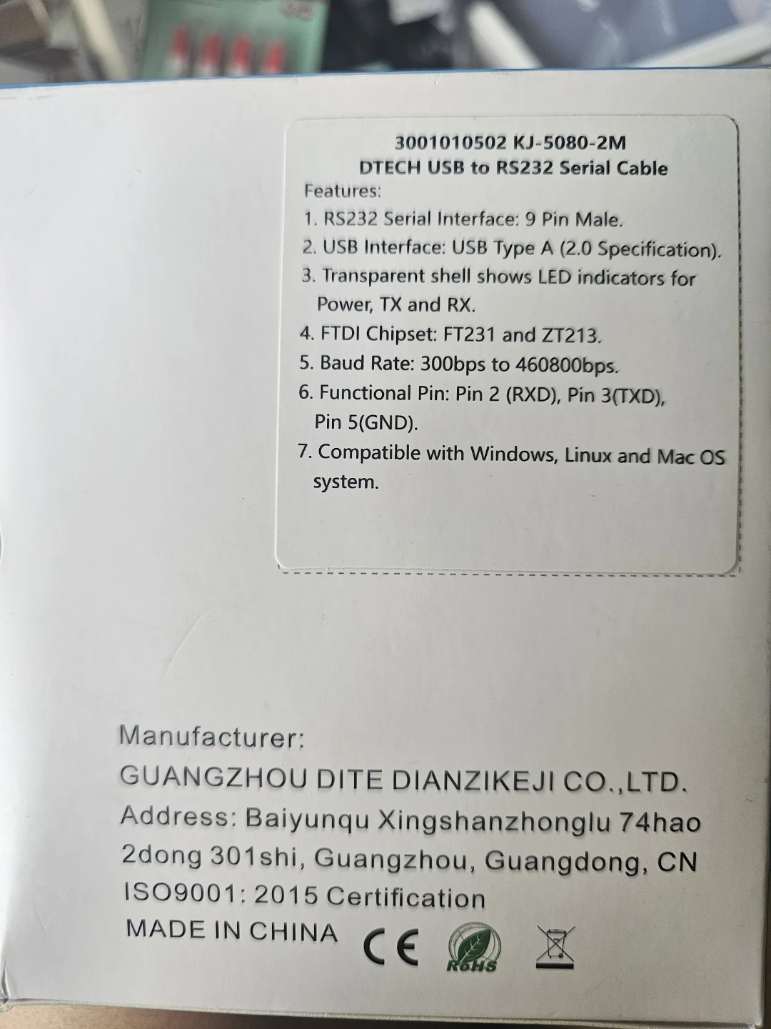 DTECH USB to RS232 Serial Cable 2M - photo 5