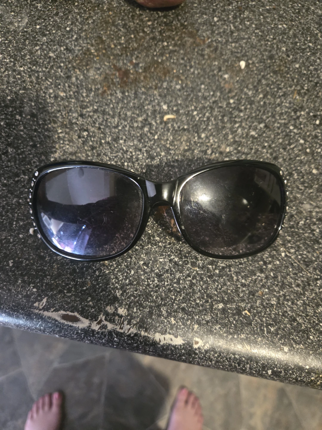Black Sunglasses with Rhinestone Accents