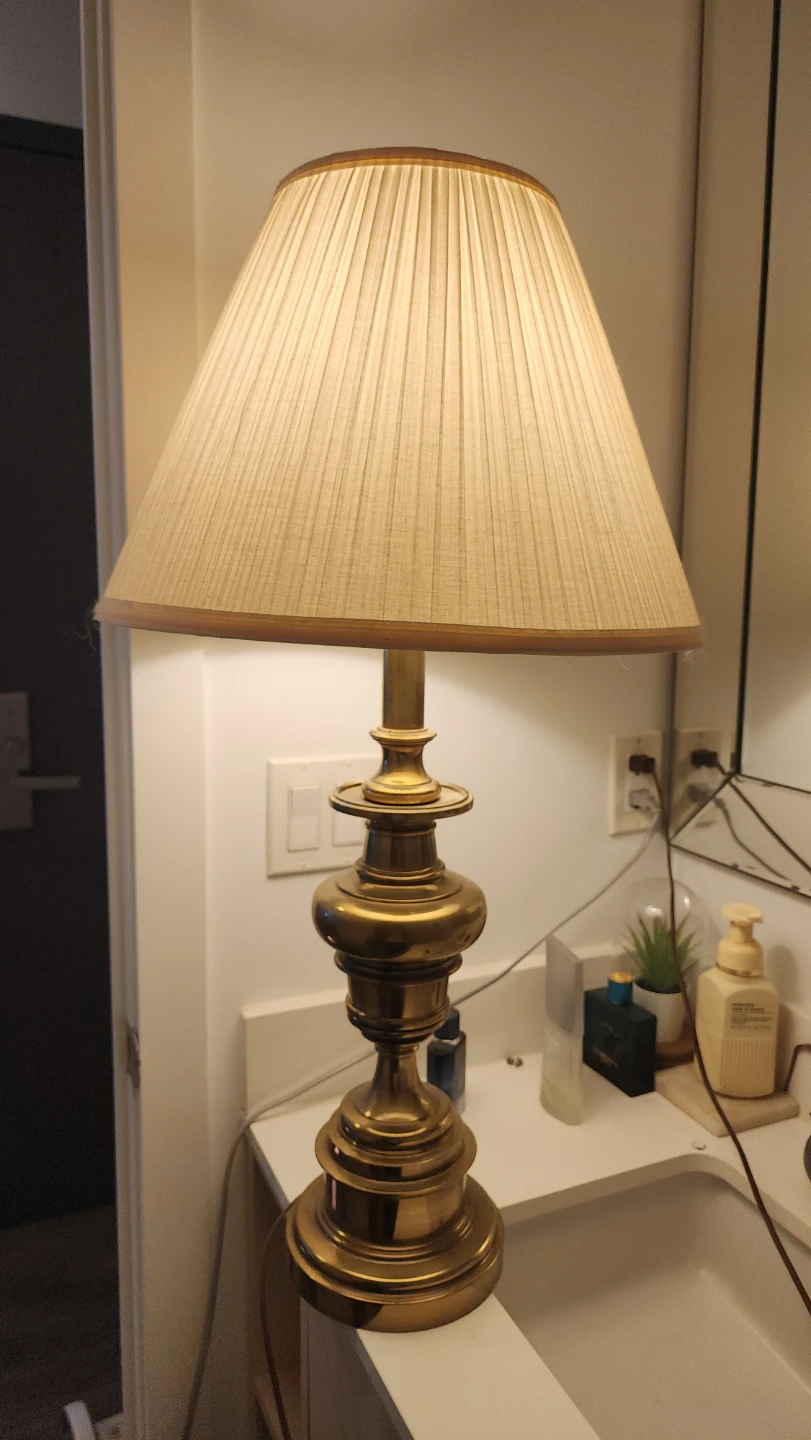 Vintage Solid Brass Stiffel Table Lamp with Pleated Shade