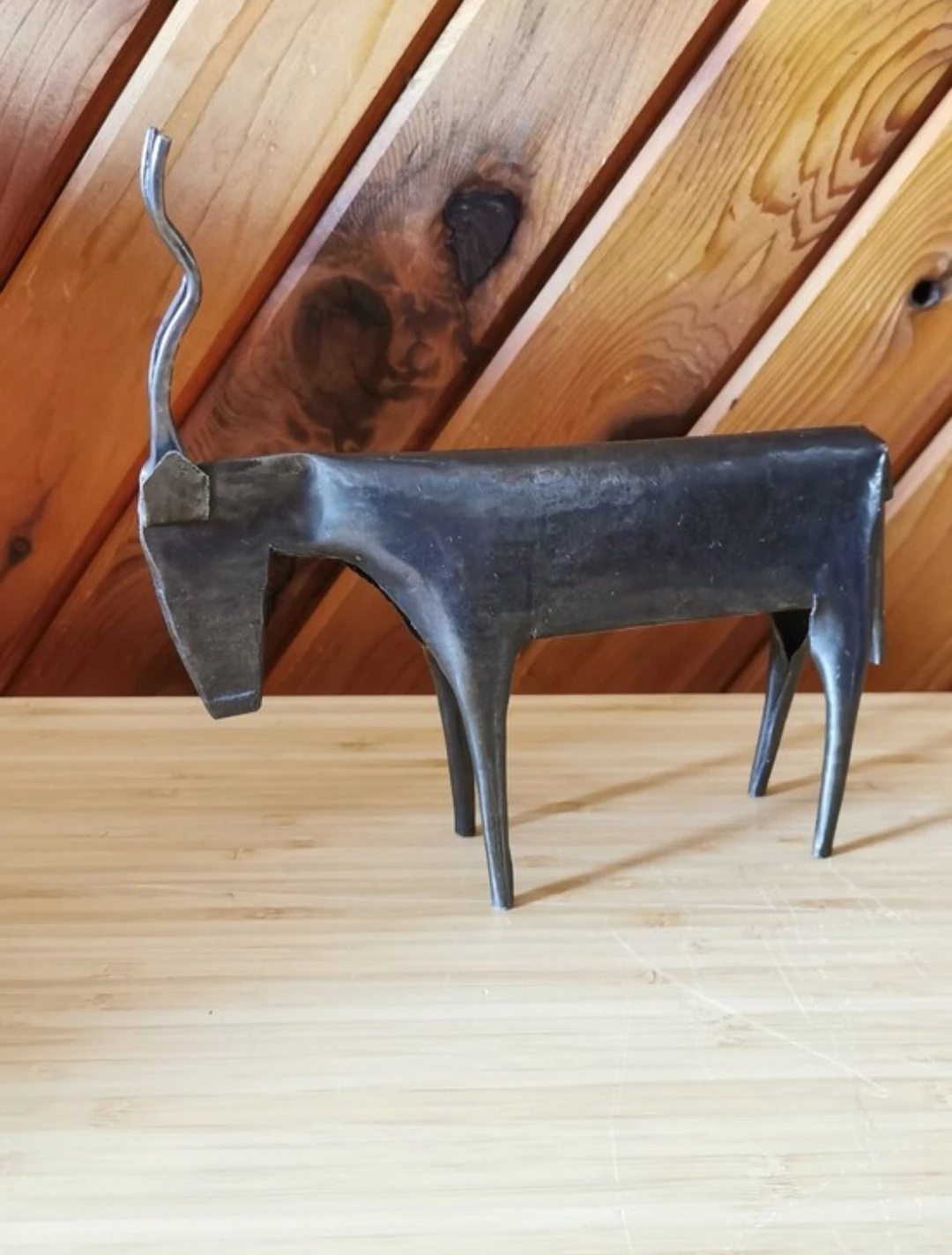 Vintage Handmade Welded Metal Antelope Sculpture MCM Decor