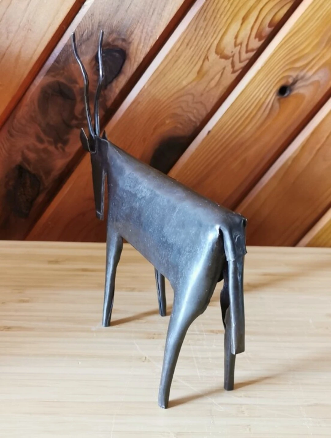 Vintage Handmade Welded Metal Antelope Sculpture MCM Decor - photo 3