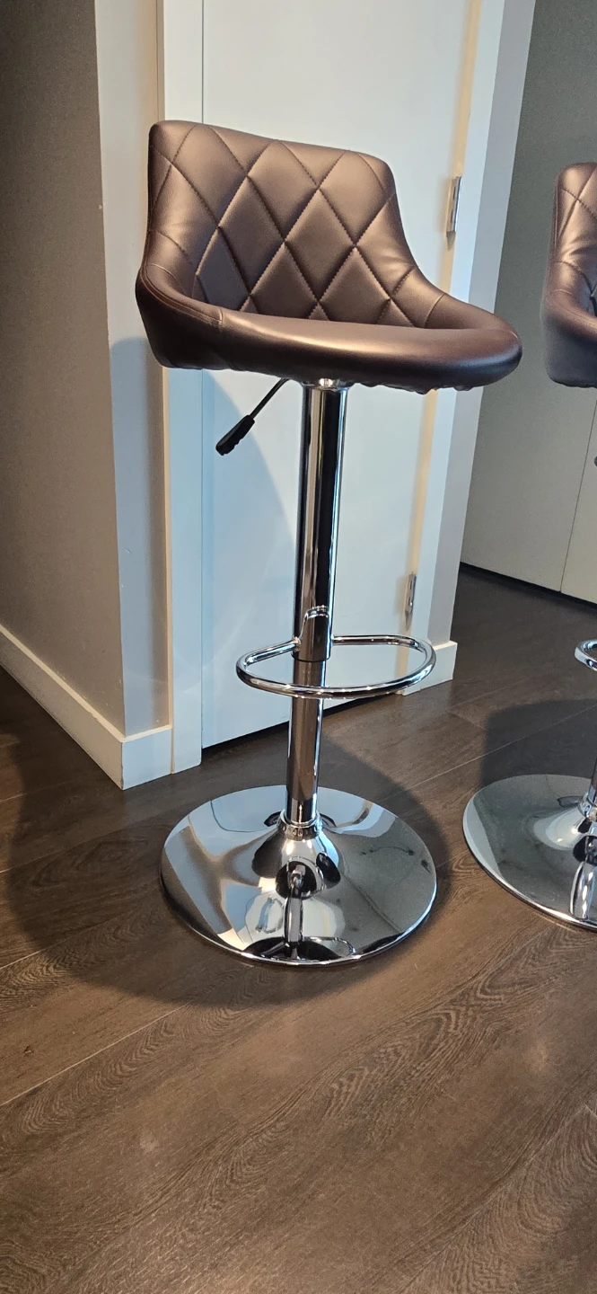 Set of 2 Brown Faux Leather Bar Stools - photo 2