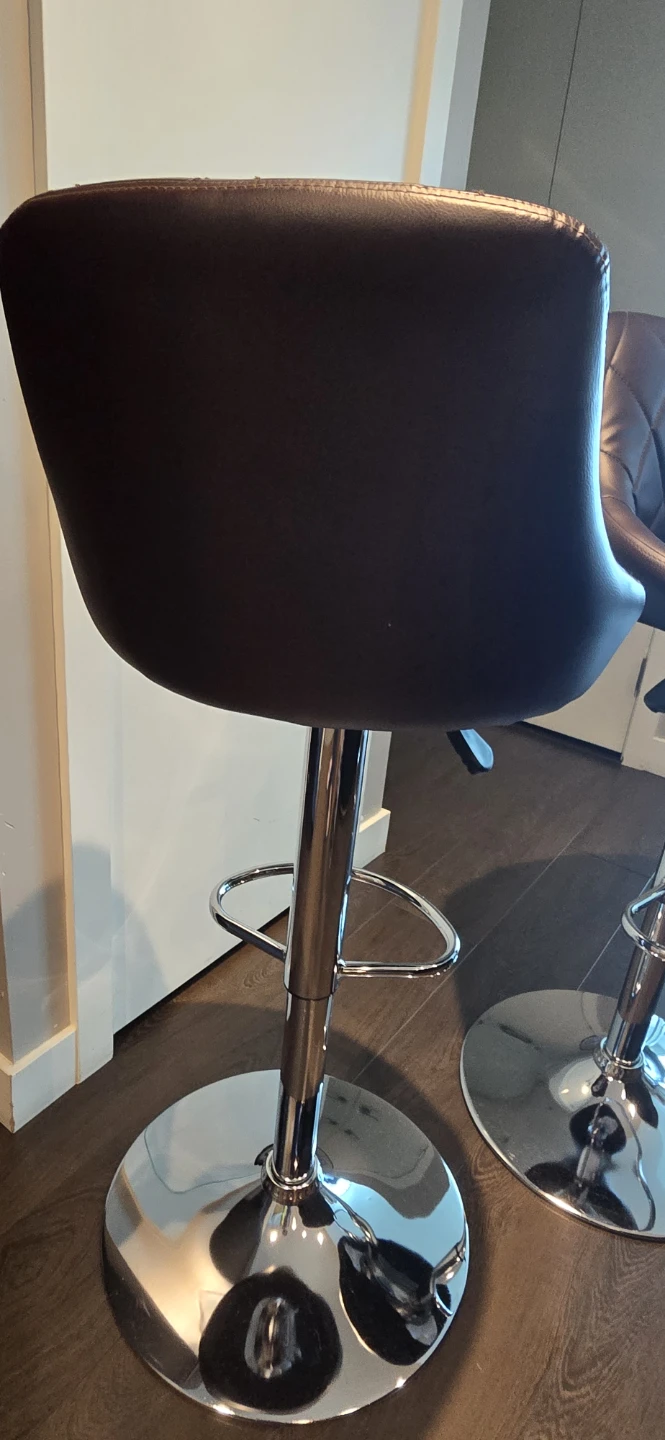 Set of 2 Brown Faux Leather Bar Stools - photo 3