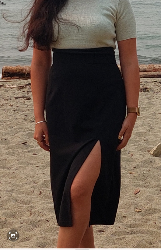 Black Midi Skirt with Side Slit