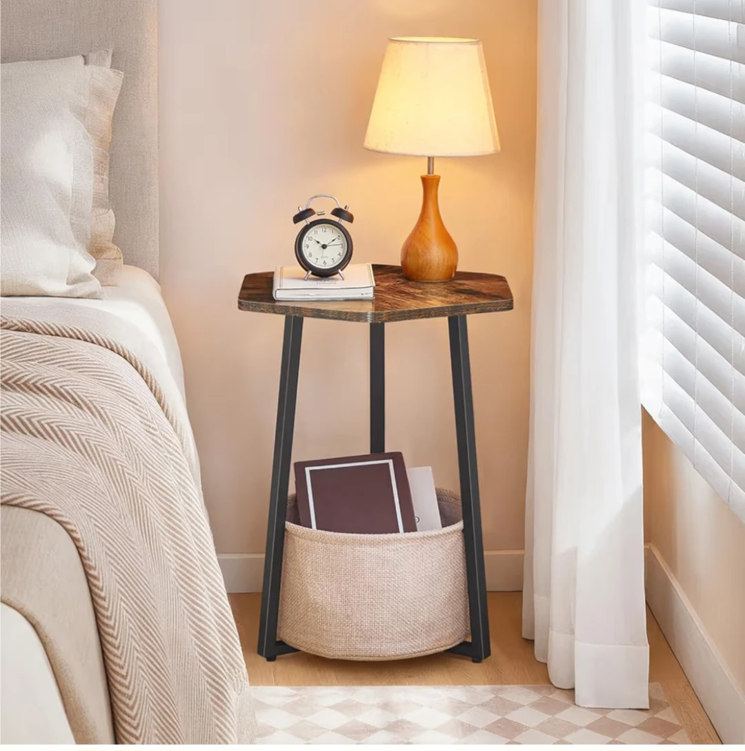 Mahancris Hexagonal Side Table with Fabric Storage Pouch - photo 2