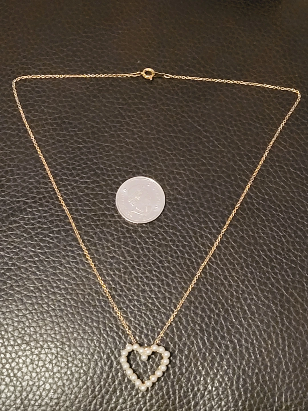 Gold-tone Heart Necklace with Pearls