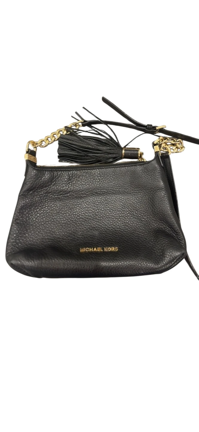 Michael Kors Black Leather Tassel Shoulder Bag