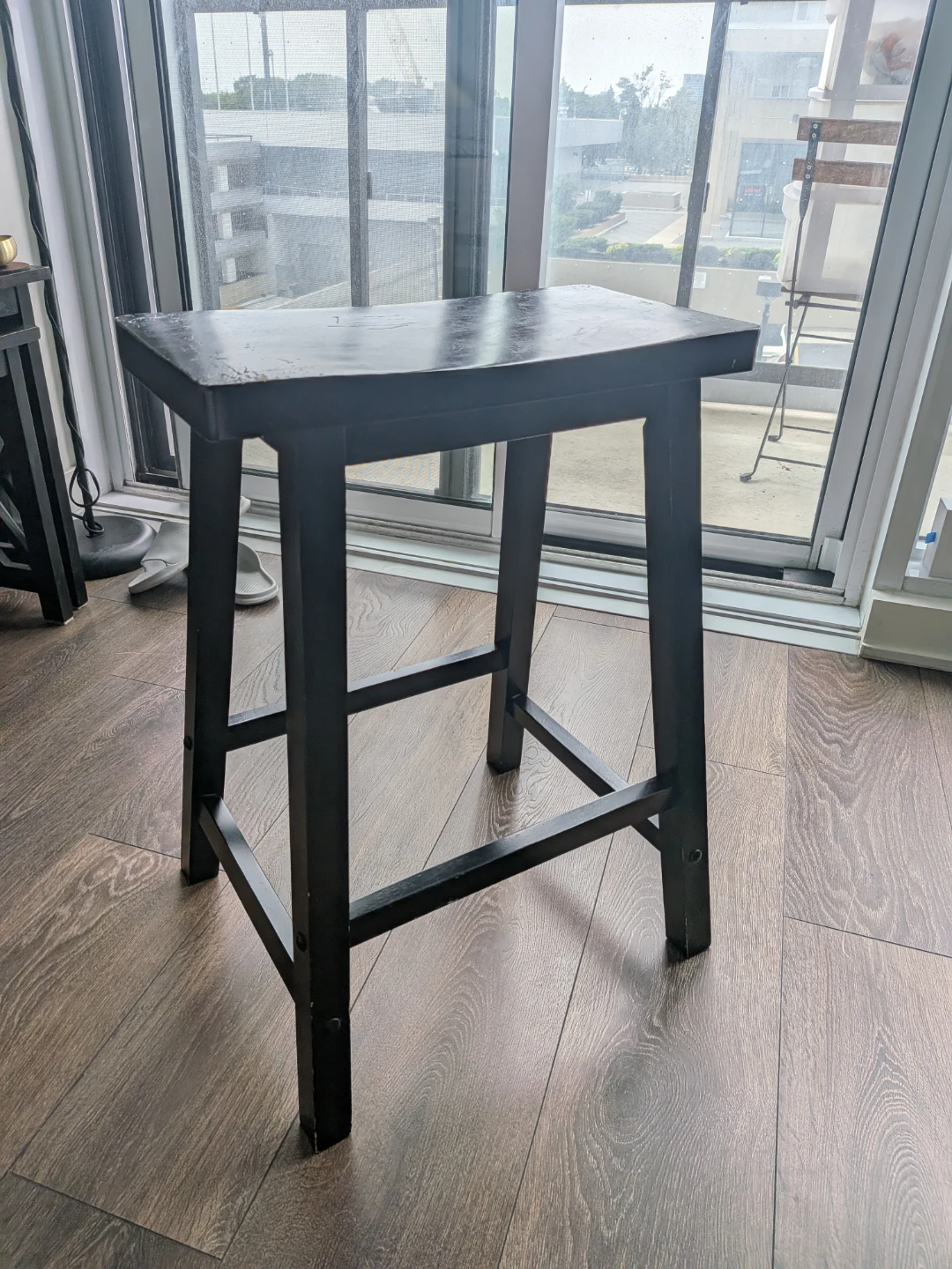 Black Wooden Bar Stool - photo 2