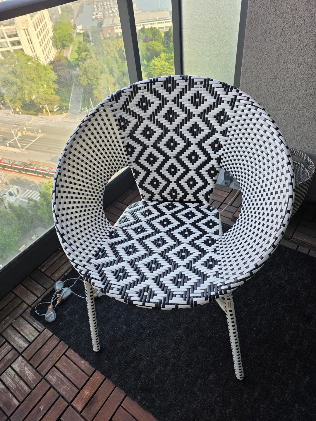 Black and White Woven Chair